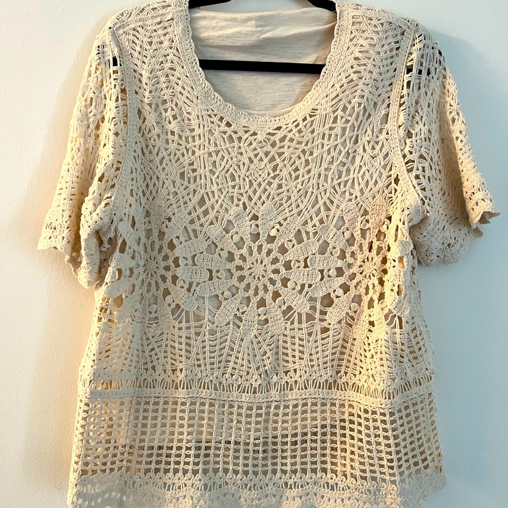 Cream Colored Crocheted Top